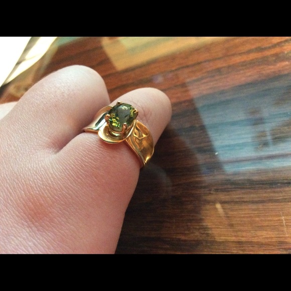 FINAL SALE PRICE 14K YG Swirl & 2.25 carat TW Green Tourmaline Ring - Picture 5 of 6